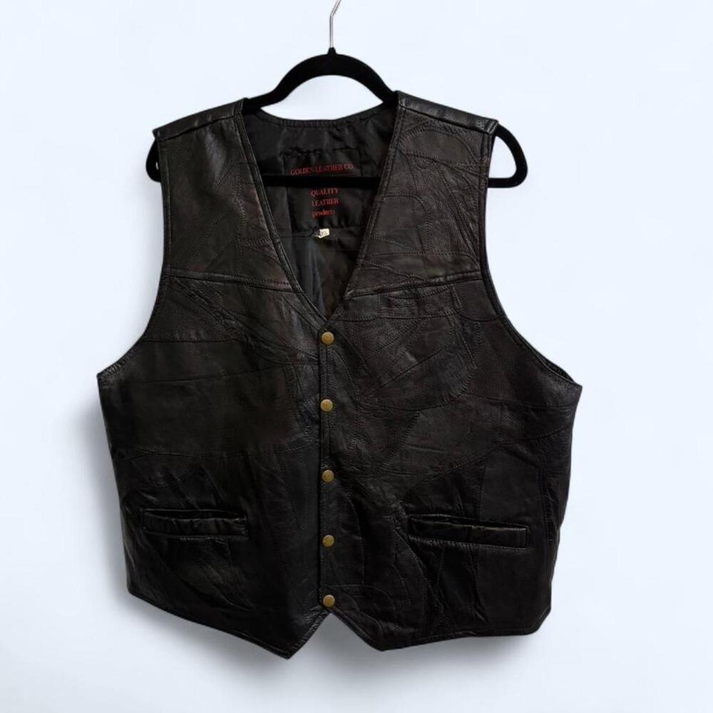 Plus size golden leather co. black leather vest